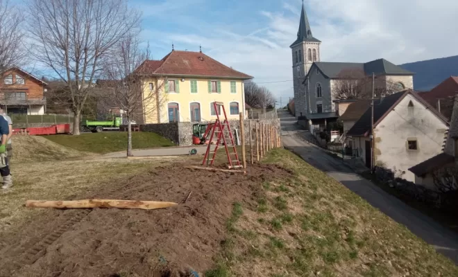 Aménagement des abords de la mairie de Gerbaix, Saint-Genix-sur-Guiers, Paccard Paysage